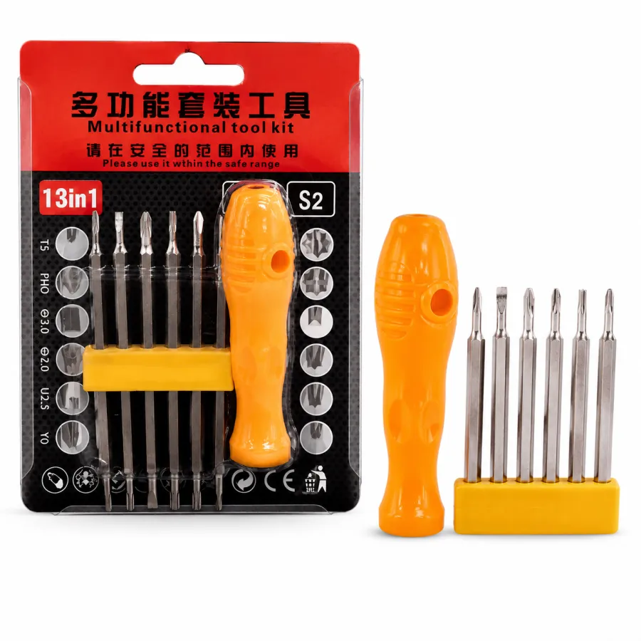 多功能螺丝刀工具套件 13合1 带橙色手柄