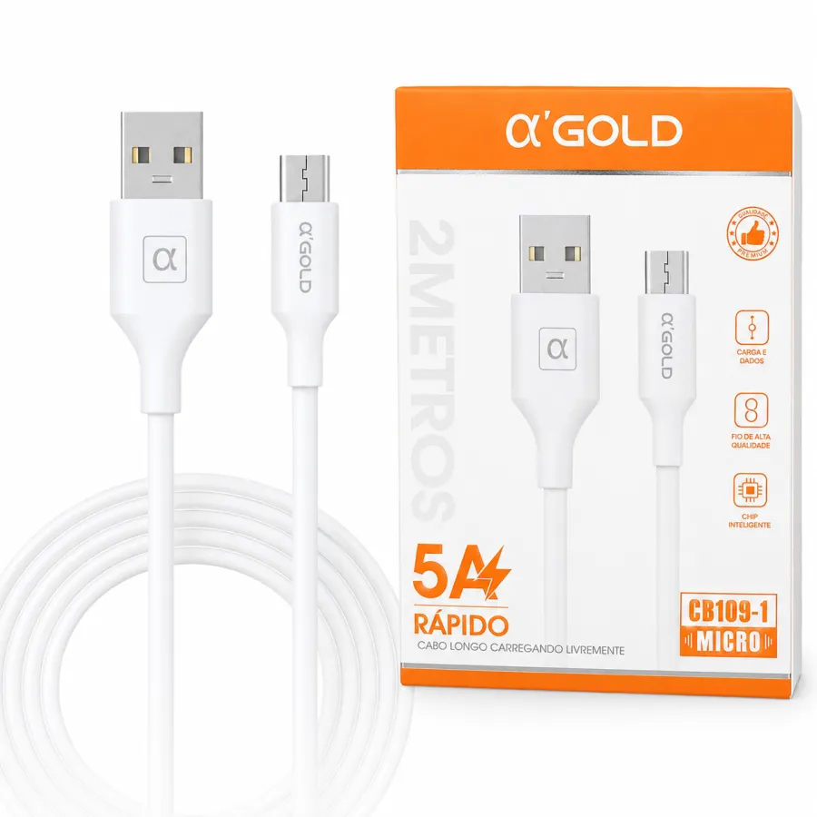 α'GOLD 2米快速充电数据线，5A，适用于Micro USB