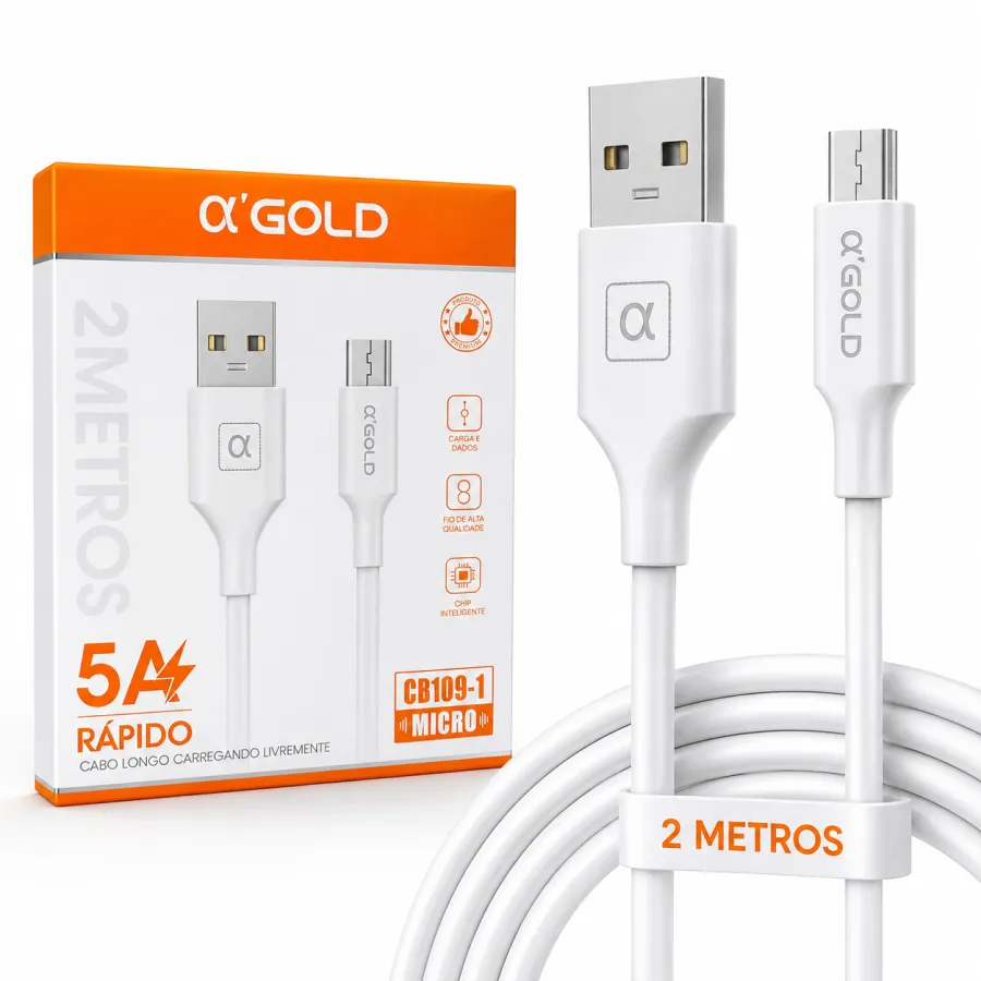α'GOLD 2米快速充电数据线，5A，适用于Micro USB