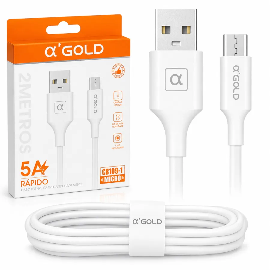 α'GOLD 2米快速充电数据线，5A，适用于Micro USB
