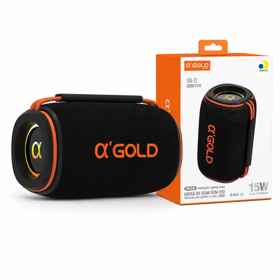 α GOLD SM-33 无线蓝牙音箱，15W，IPX6防水，90*83*140mm