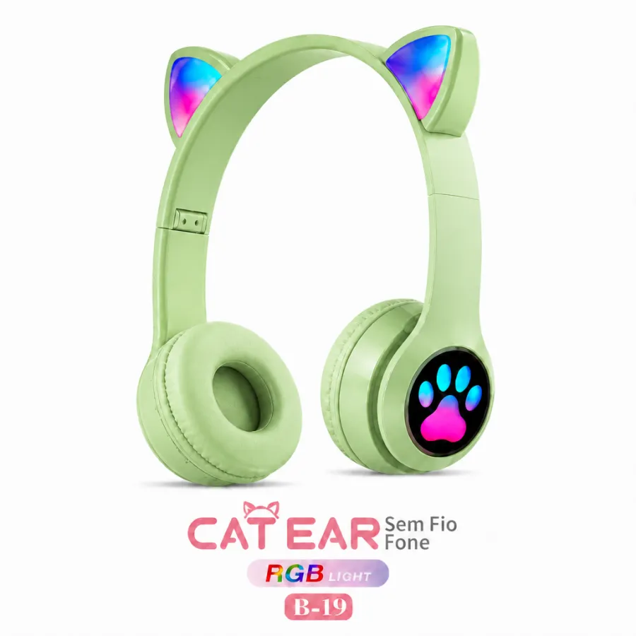 B-19 猫耳无线耳机，粉色，RGB灯光，品牌：Ltomex