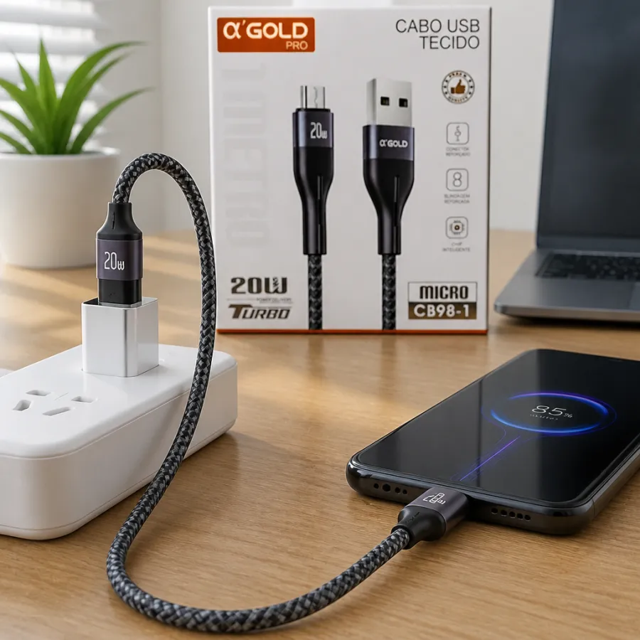 α GOLD PRO 1米 USB数据线，微型接口，20W快充，编织材质