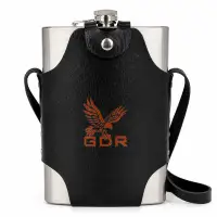 GDR0250 1800ml 不锈钢酒壶，带皮革保护套，GDR品牌，适合户外活动