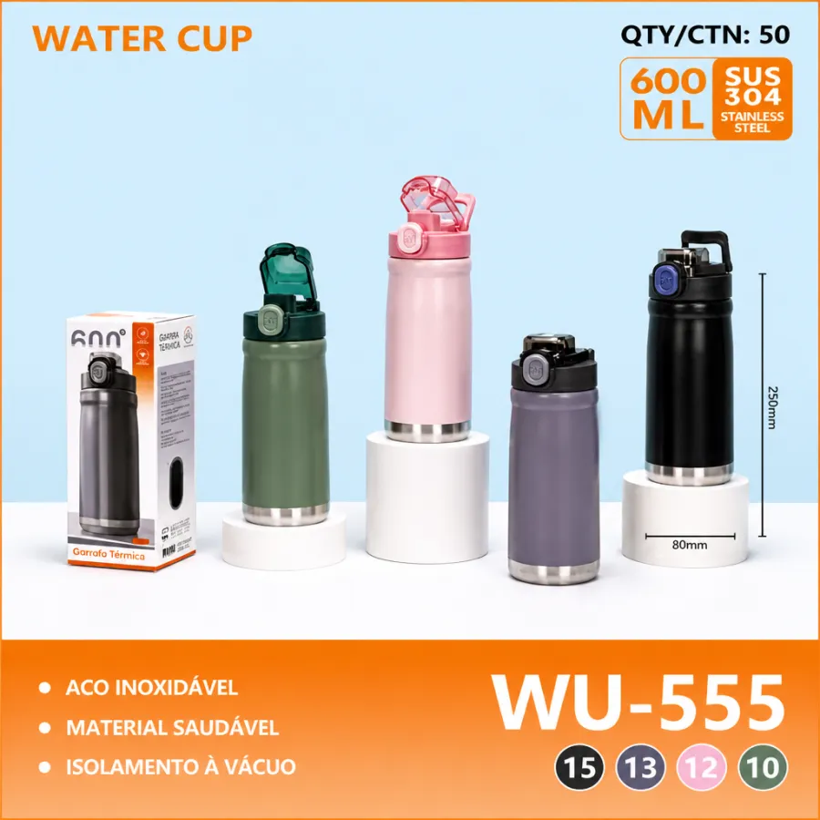 不锈钢水杯 600ML 旅行水壶 适合户外运动 品牌WU-555