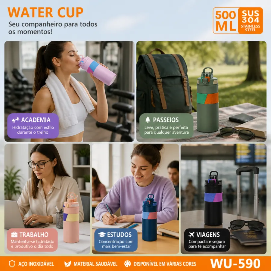 水杯 WU-590 不锈钢 500ml 多色可选