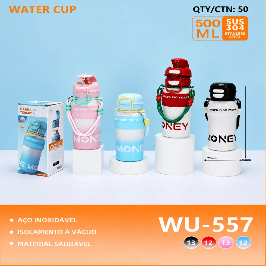 wu-557 不锈钢水壶 500ml 便携式保温杯 多色可选