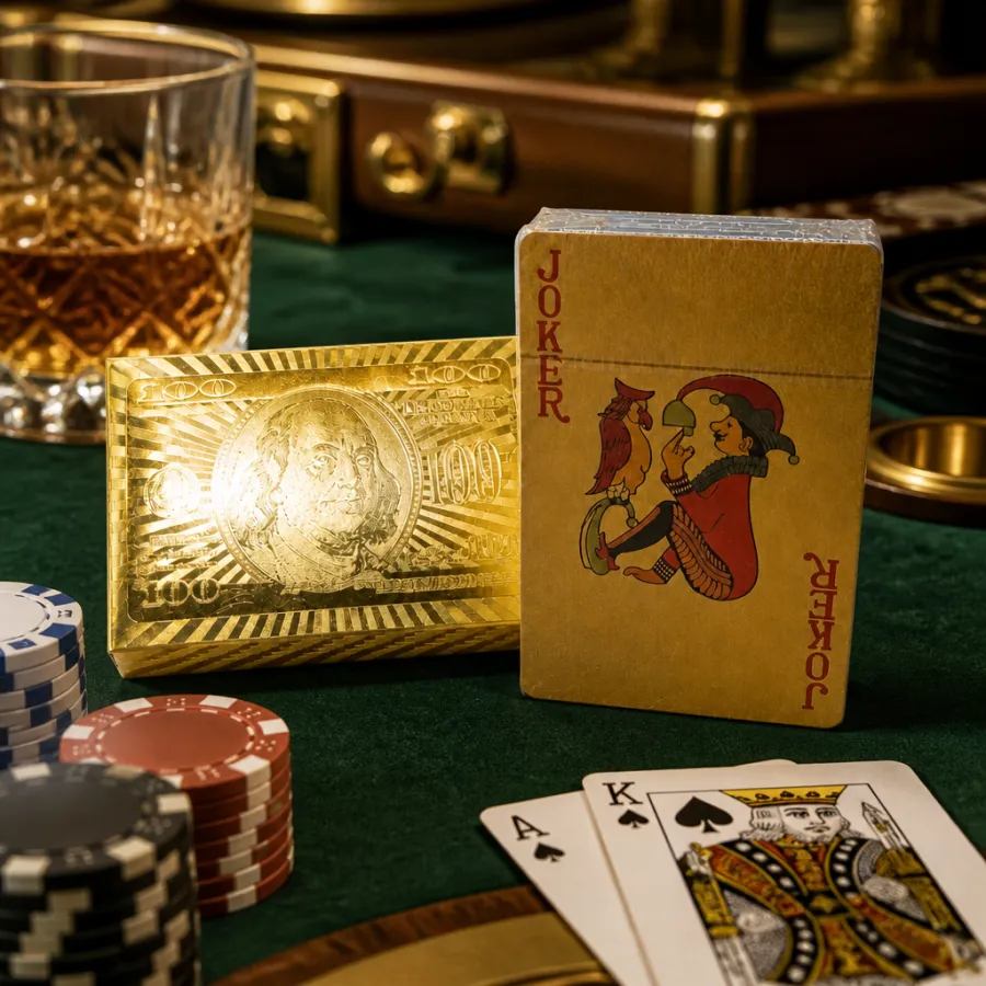 金色百元大钞纸牌游戏道具，含JOKER牌