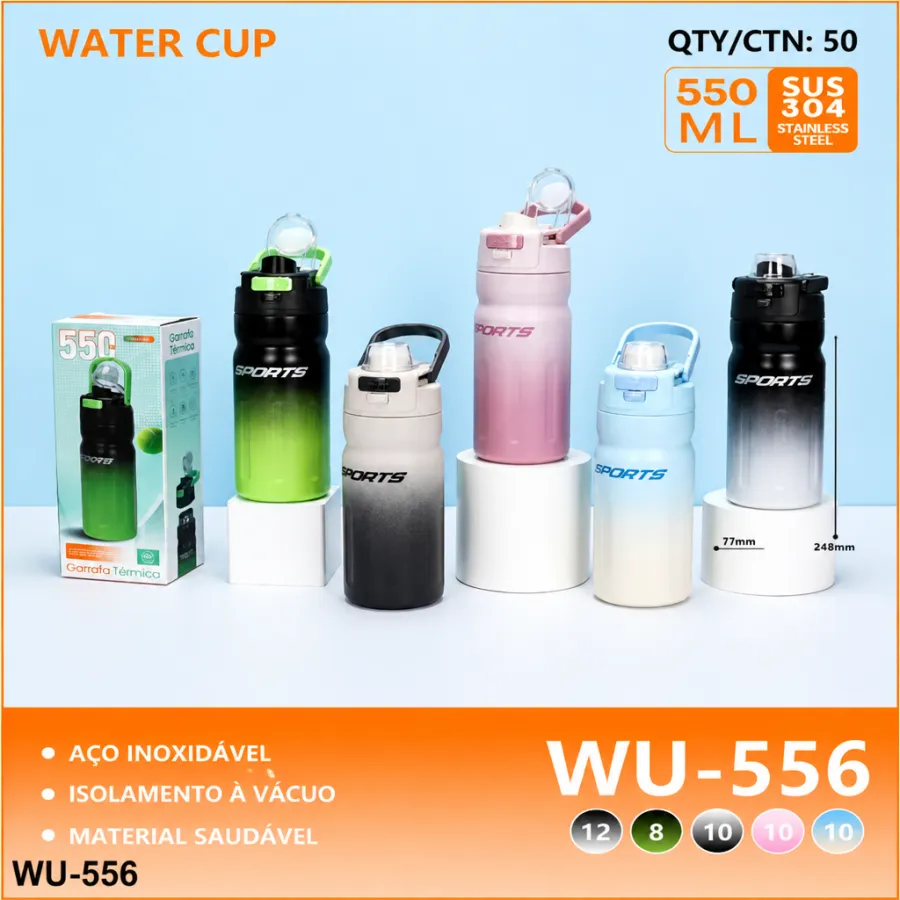 wu-556 550ml不锈钢水杯，运动水壶，真空保温，适合户外旅行
