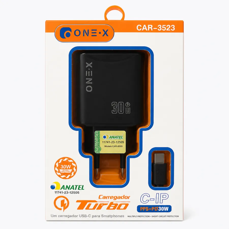 ONE-X 车载充电器 CAR-3523，30W 快速充电，C-IP 接口，适用于多种设备