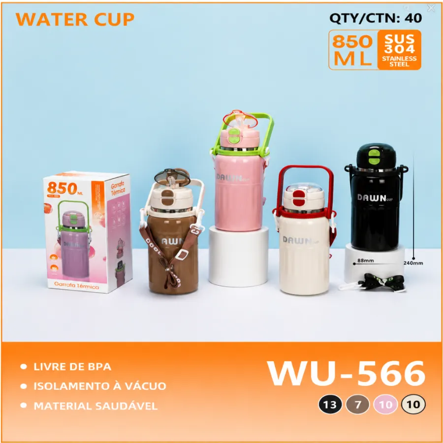 wu-566 304不锈钢水杯850ML，带吸管，适合户外旅行，颜色多样