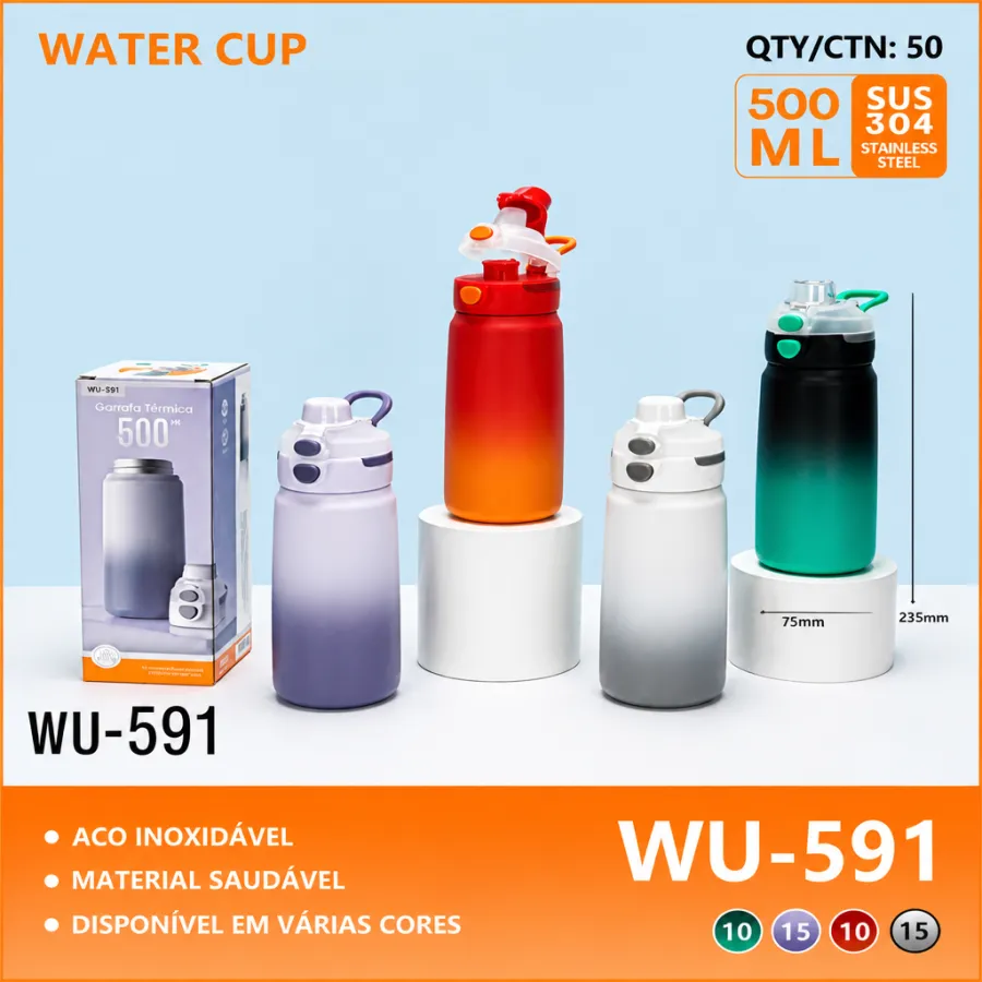 wu-591 水杯 SUS 304不锈钢 500毫升 多种颜色 适合户外运动