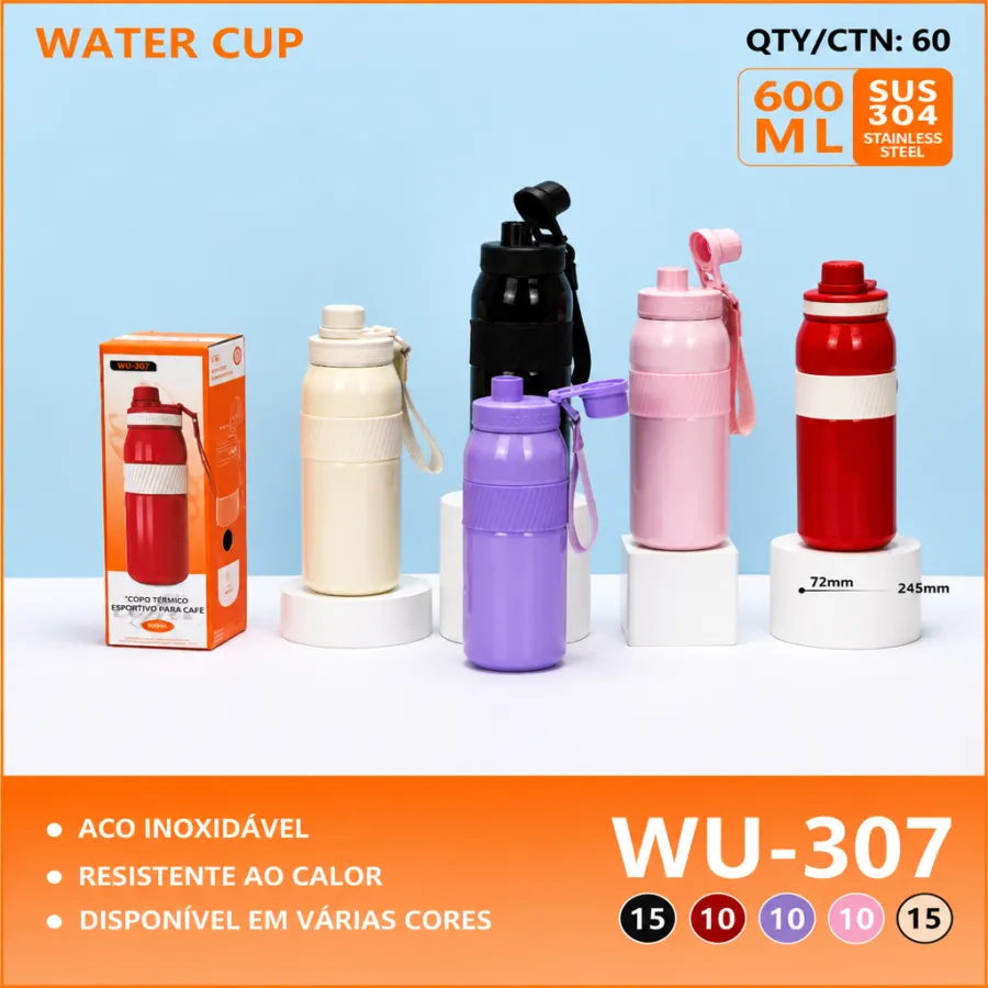 水杯 WU-307，600毫升，304不锈钢，耐热，多个颜色可选