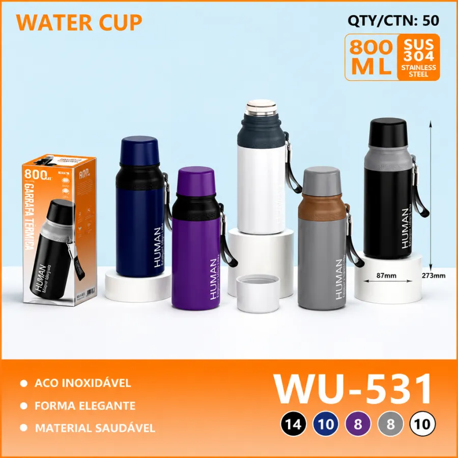 wu-531 不锈钢水杯 800ml HUMAN 保温瓶 多色可选
