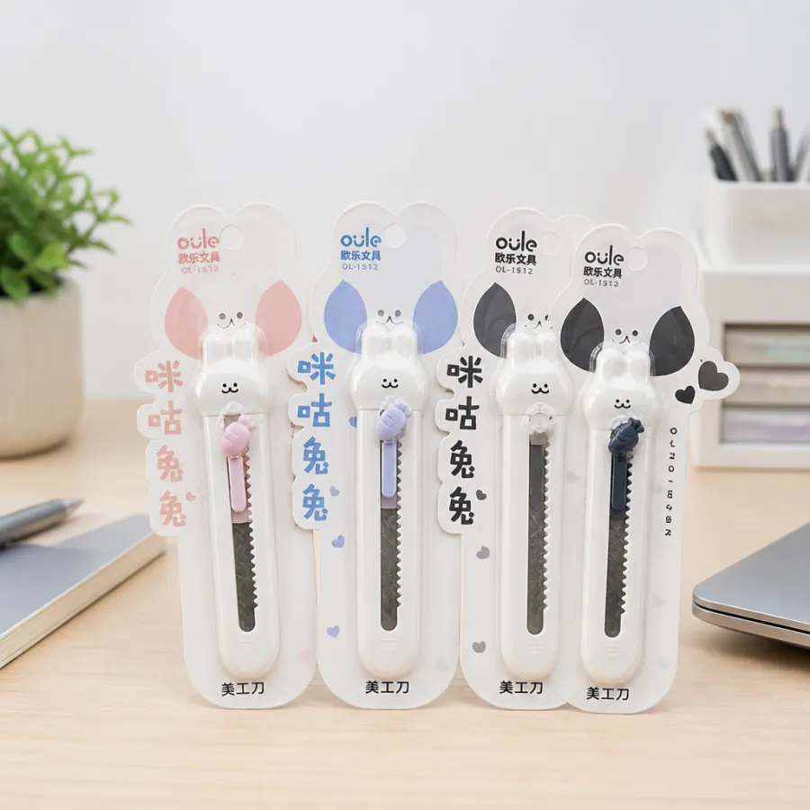 可爱兔子造型美工刀 4件套 办公文具