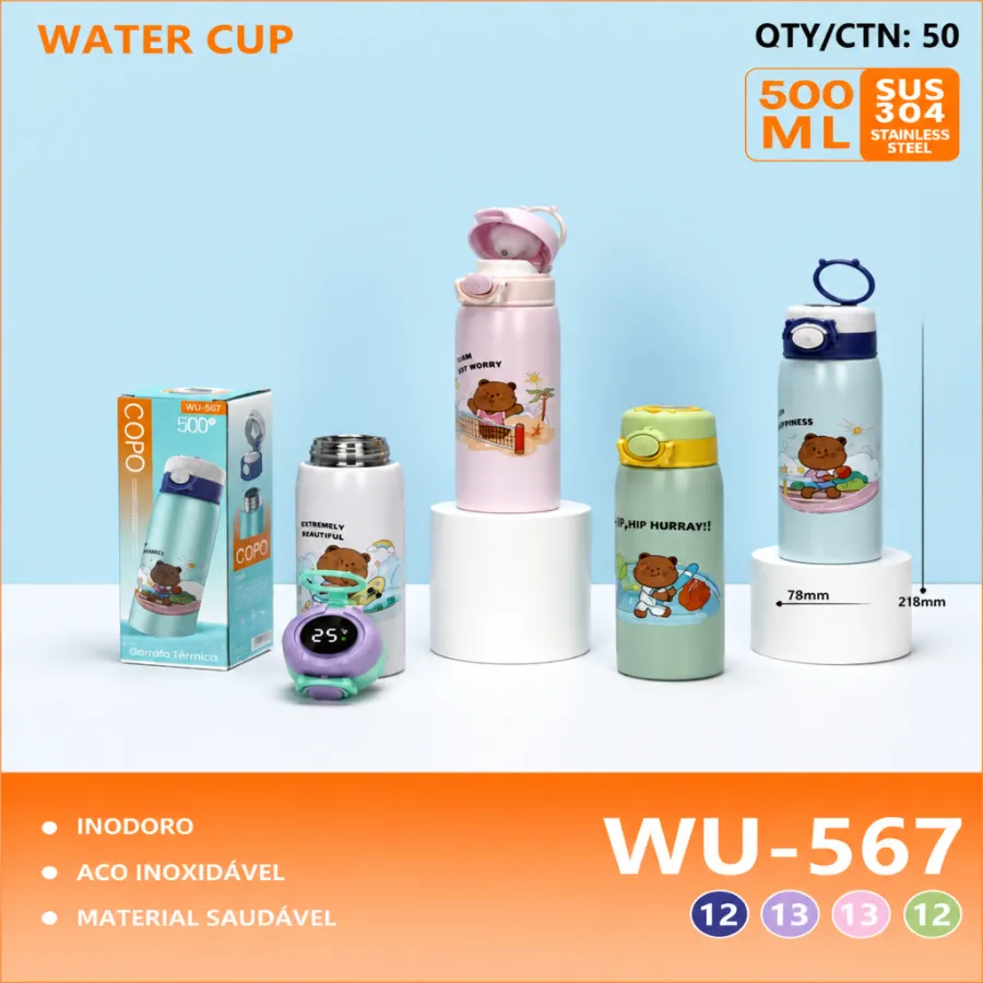 wu-567 500ml 不锈钢水杯 可爱卡通设计