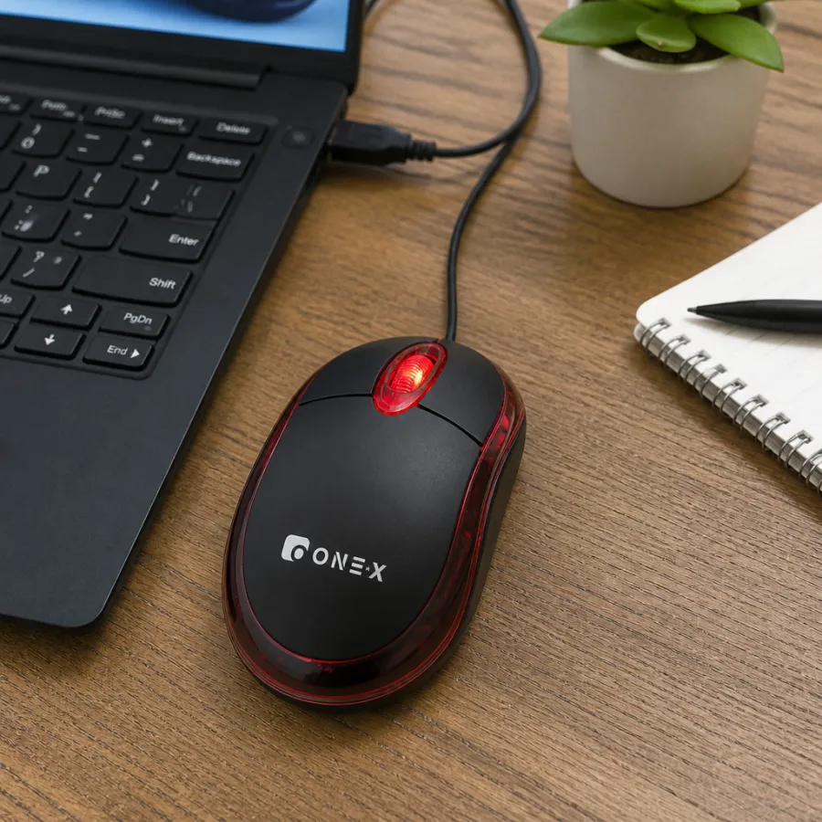 ONEX 有线鼠标 JP-2514，USB 2.0/3.0，高品质光学，红色