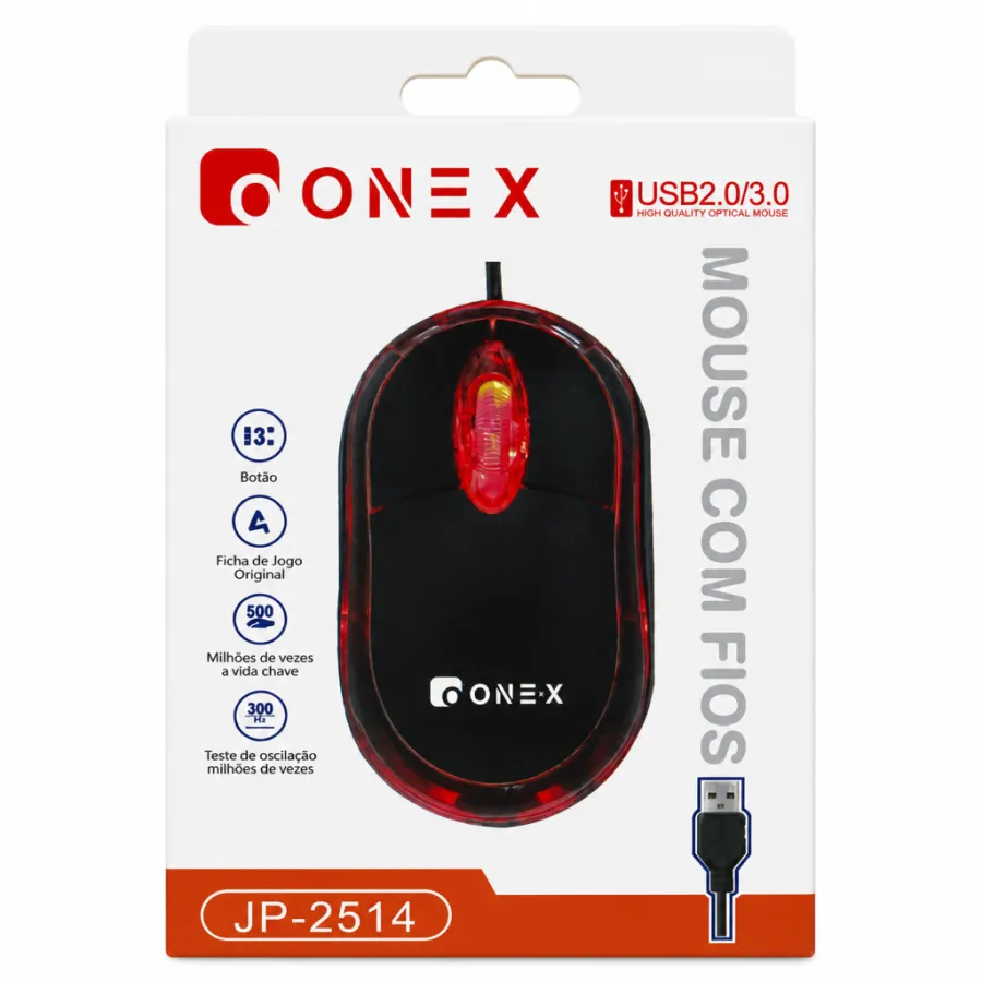 ONEX 有线鼠标 JP-2514，USB 2.0/3.0，高品质光学，红色