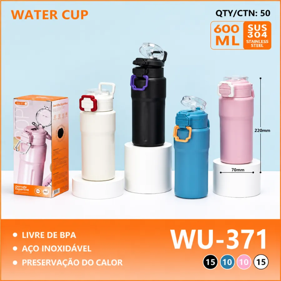 wu-371 不锈钢水杯 600ML 旅行保温杯 多色可选