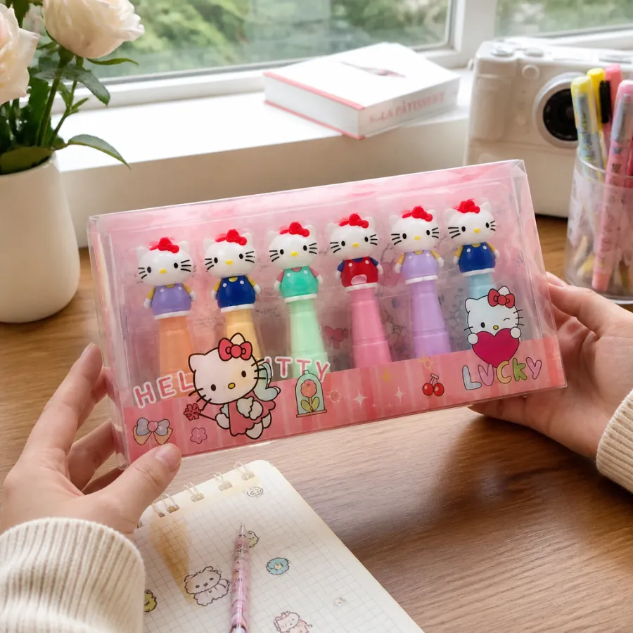 Hello Kitty 高亮荧光笔 6色套装 可爱文具