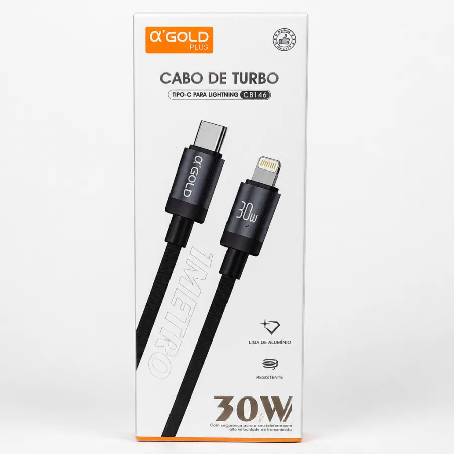 αGOLD Plus 30W Type-C转Lightning快充数据线，CB114，铝合金材质