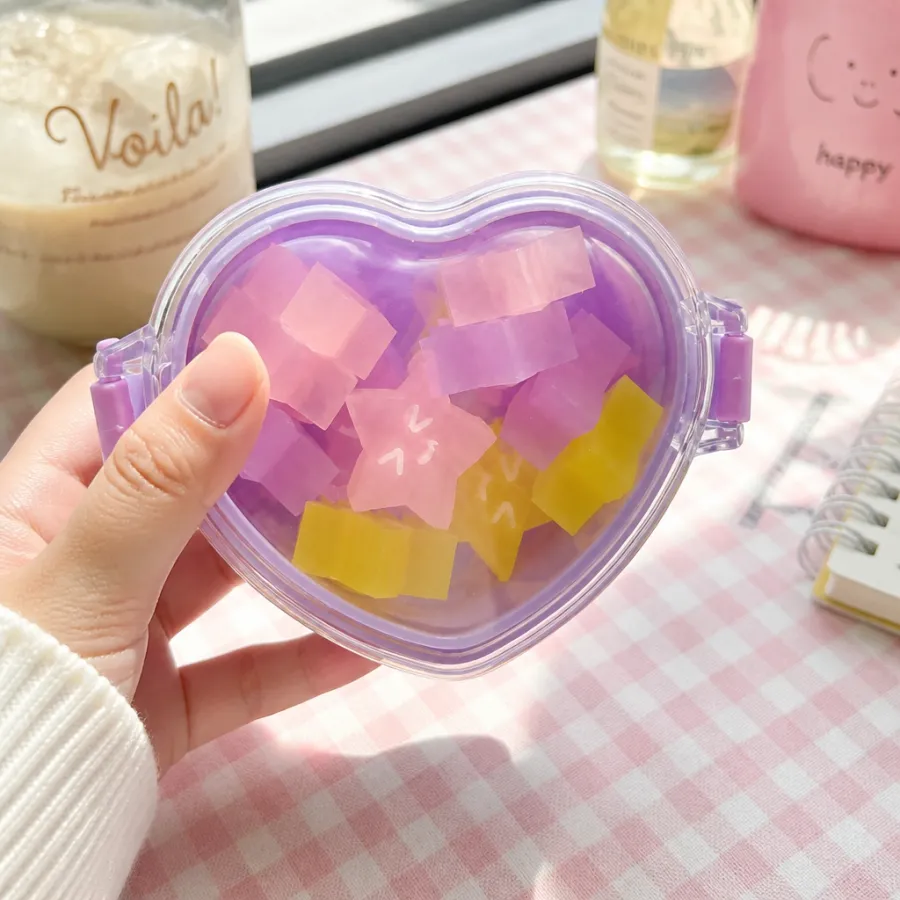 小星星橡皮擦心形盒装，彩色星星造型，适合学生文具