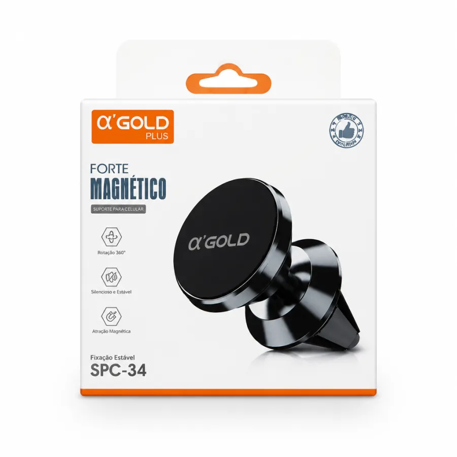 α GOLD PLUS 磁性手机支架 SPC-34，黑色，灵活设计，适用于各种手机