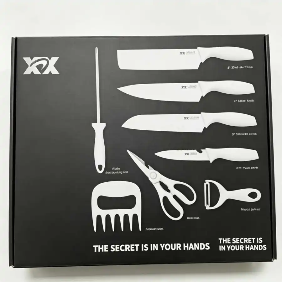 YXK 10件刀具套装，包含厨刀、削皮刀、剪刀等，适合家庭厨房使用