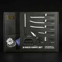 XRX 8件套刀具，厨房必备，包含多种刀具，适合切割和准备食材