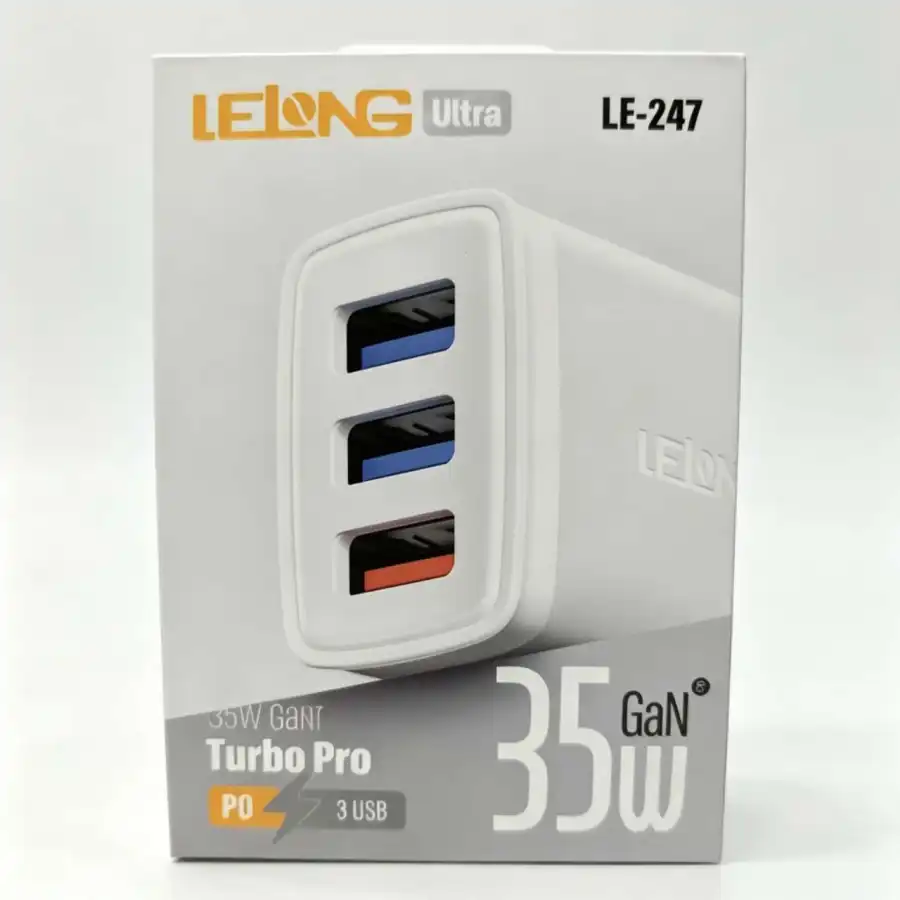 LELONG Ultra LE-247 35W GaN 快充充电器，3个USB接口，Turbo Pro设计