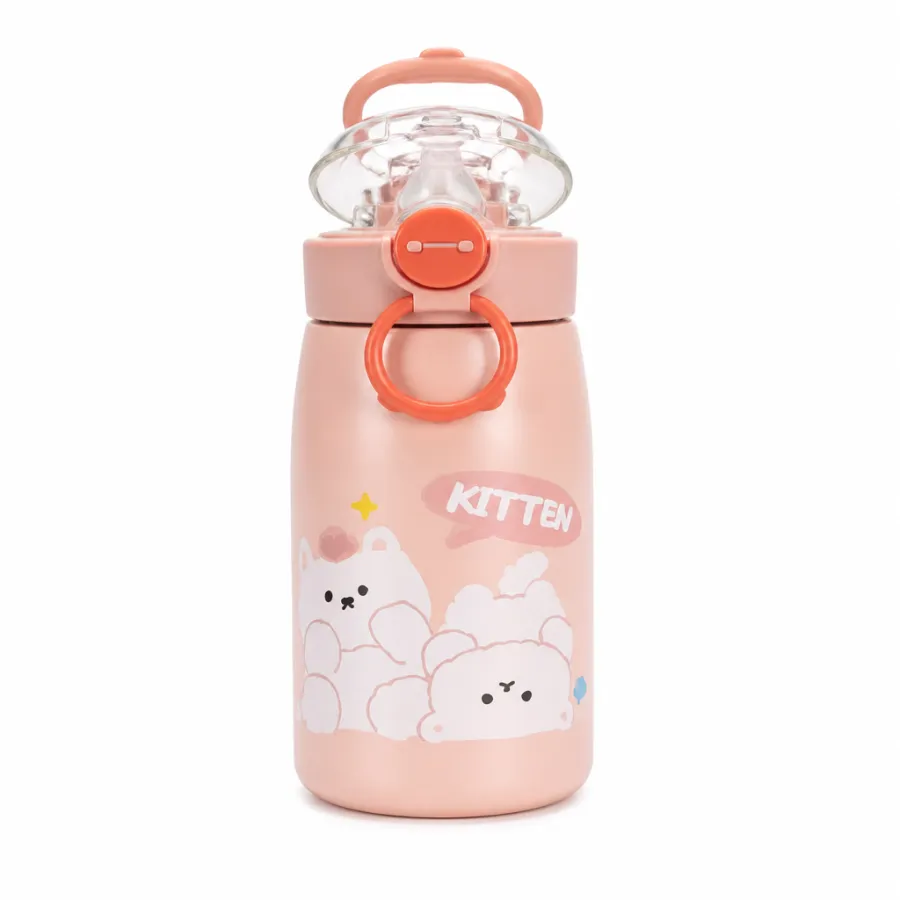wu-516 儿童水杯 SUS 304不锈钢 470ml 可爱动物图案 适合日常使用