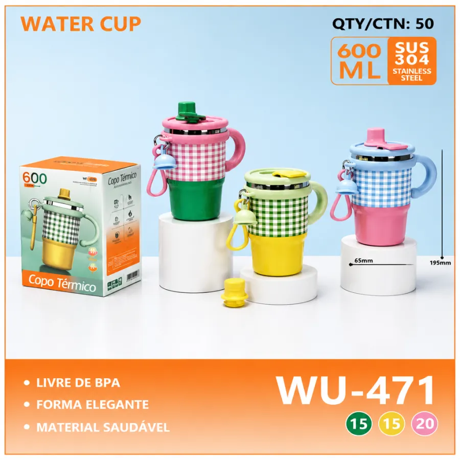 wu-471 不锈钢水杯 600ml 适合户外 颜色多样 BPA-free