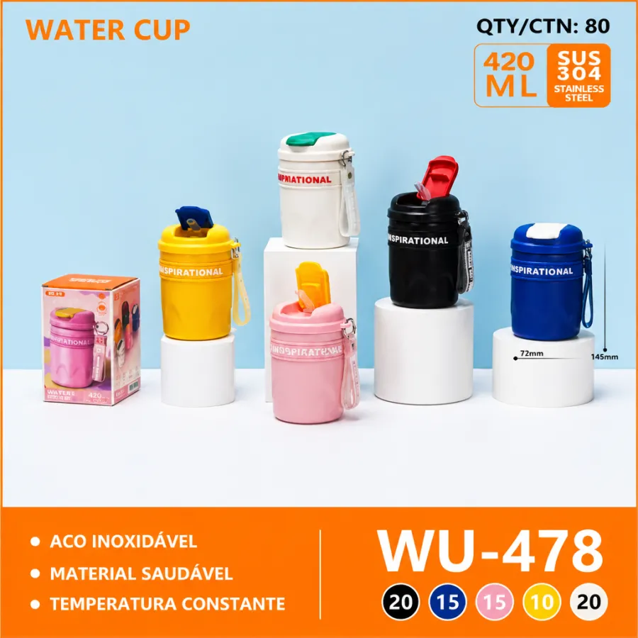 wu-478 不锈钢水杯，420ml，五色可选，适合户外运动