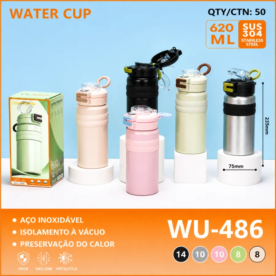 WU-486 不锈钢水杯 620ml 隔热保温 适合户外旅行