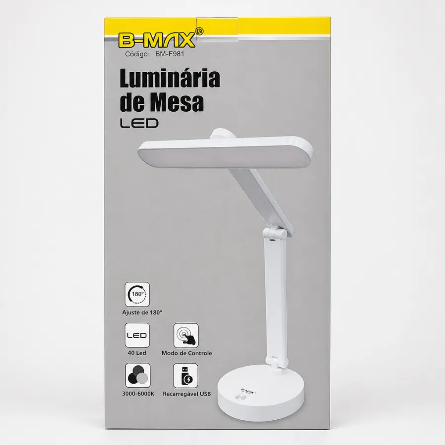 B-MAX LED台灯，180度调节，40颗LED灯珠，3000-6000K色温，USB充电