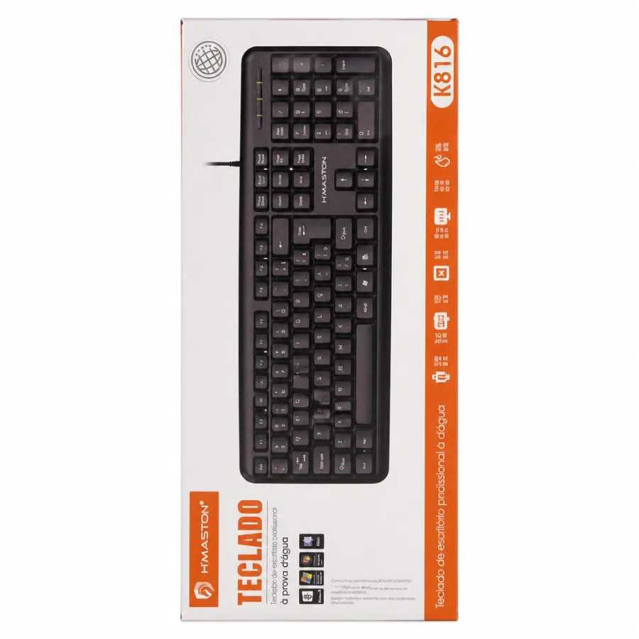 HIMASTON K816 防水键盘，黑色，适用于电脑，静音设计
