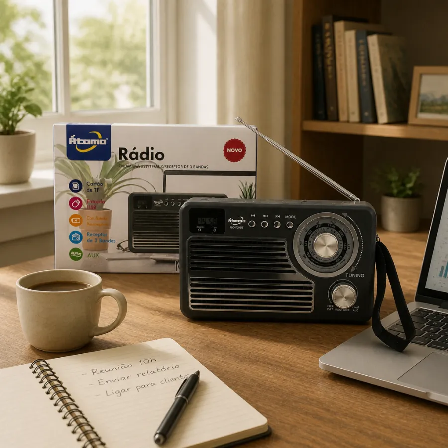 Atomom MO-707BT 三波段收音机，支持USB、TF卡、AUX，便携式设计