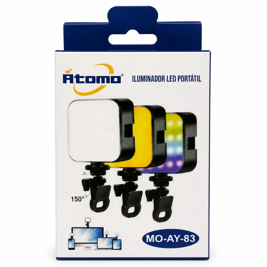 Atomo 便携式 LED 灯，型号 MO-AY-83，150° 可调，三种颜色