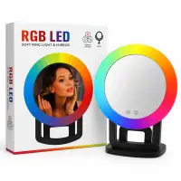 RGB LED柔光环形灯镜，调光功能，适合化妆和自拍