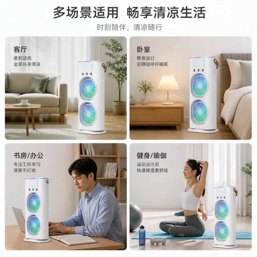 Atomo 双风扇加湿器，清新舒适，适合家庭和办公室使用