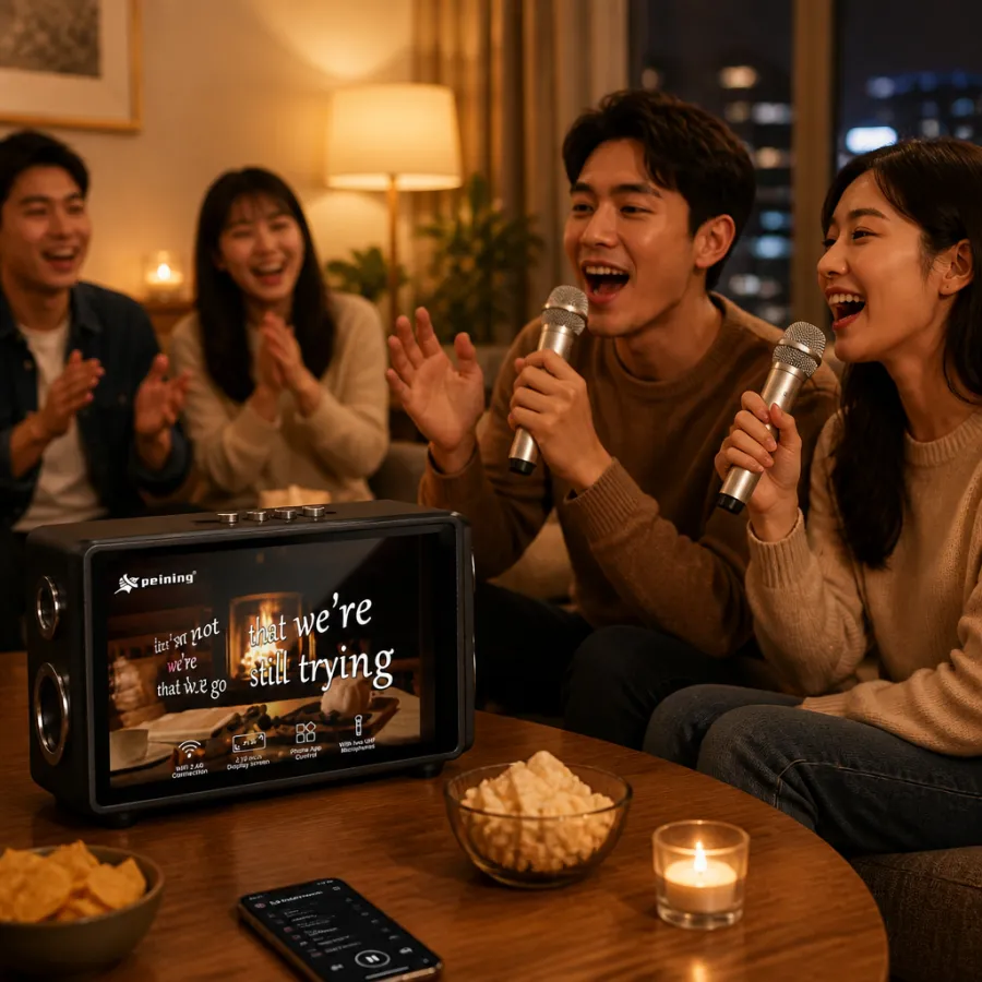 佩宁 PEI-VKS01 60W歌词卡拉OK音响，配2个麦克风，适合家庭聚会