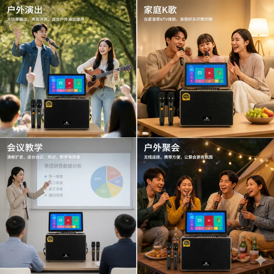 佩宁音乐镜音响 PEI-VKS03，60W，双麦克风，支持蓝牙，多种模式