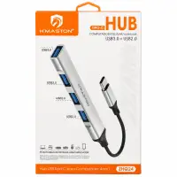 H'MASTON USB-C HUB集线器，4合1，包含USB 3.0和USB 2.0接口，适用于电脑