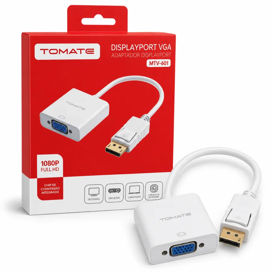 TOMATE 显示器适配器 DisplayPort 转 VGA 1080P 高清 MTV-601