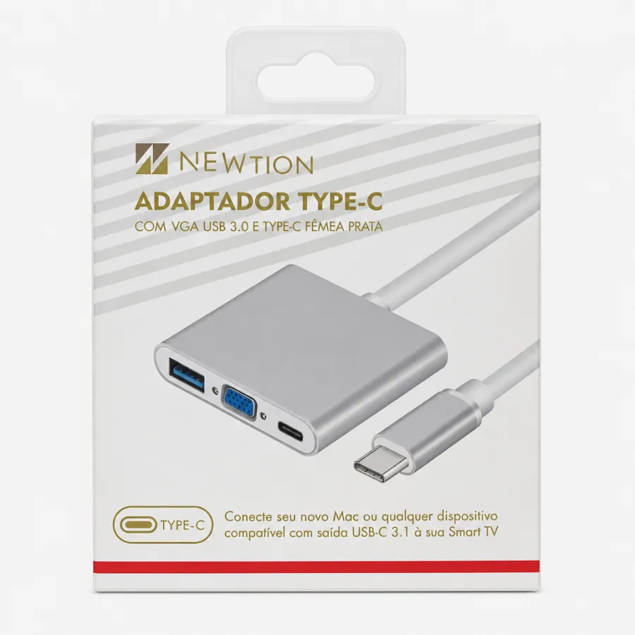 NEWTON Type-C 转 VGA 适配器，USB 3.0，兼容Mac及智能电视