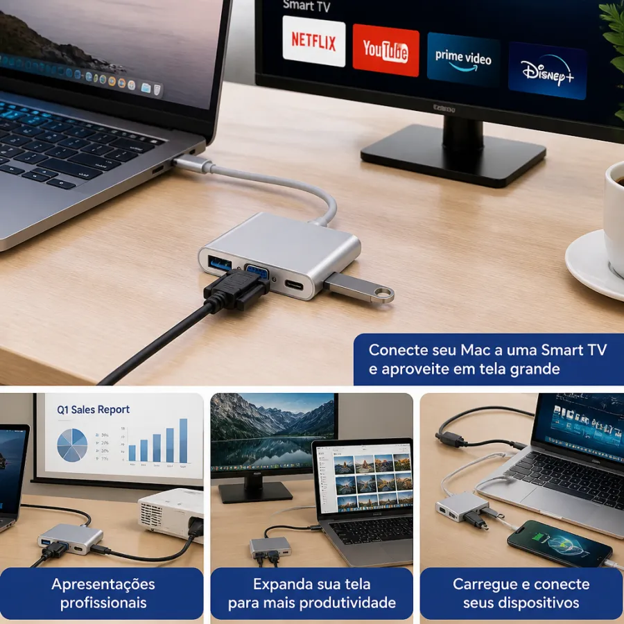 NEWTON Type-C 转 VGA 适配器，USB 3.0，兼容Mac及智能电视