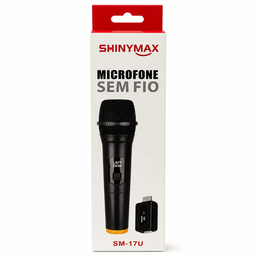 SHINYMAX 无线麦克风，型号BM-17U，黑色，适用于演唱和演讲