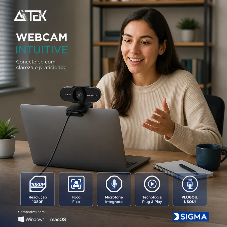 ATK 高清网络摄像头 1080P 适用于Windows和macOS