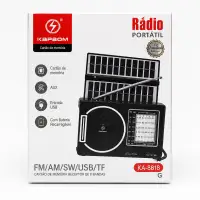诺沃便携式收音机 FM/AM/USB/TF，带太阳能和AUX，型号KA-8188