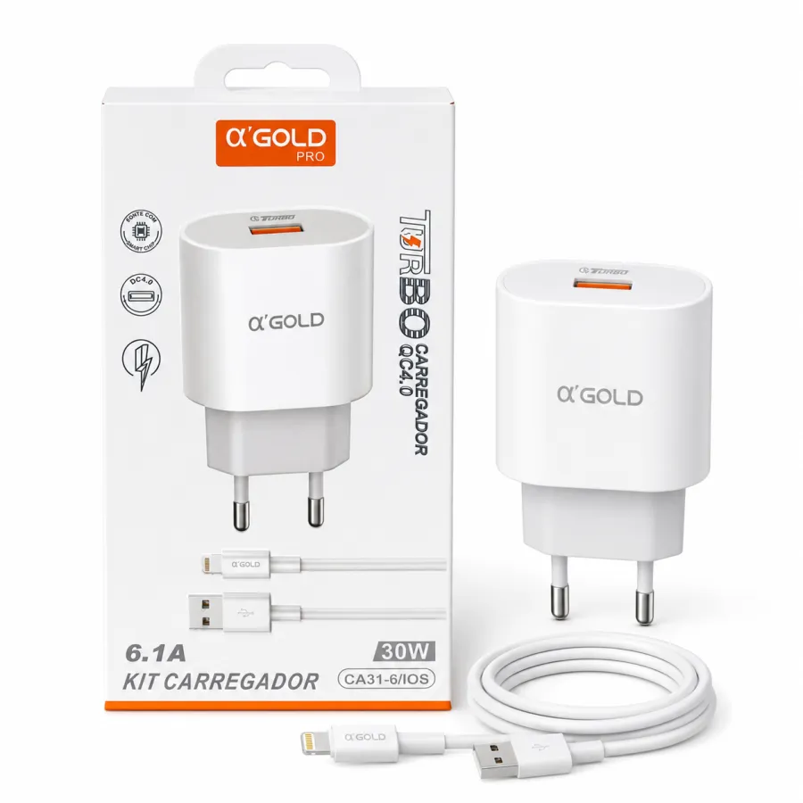 Ca31-6 αGOLD PRO 30W快充充电器套件，6.1A，包含USB-C数据线